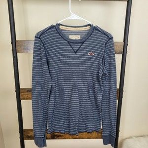 Hollister grey stripe thermal long sleeve shirt size S